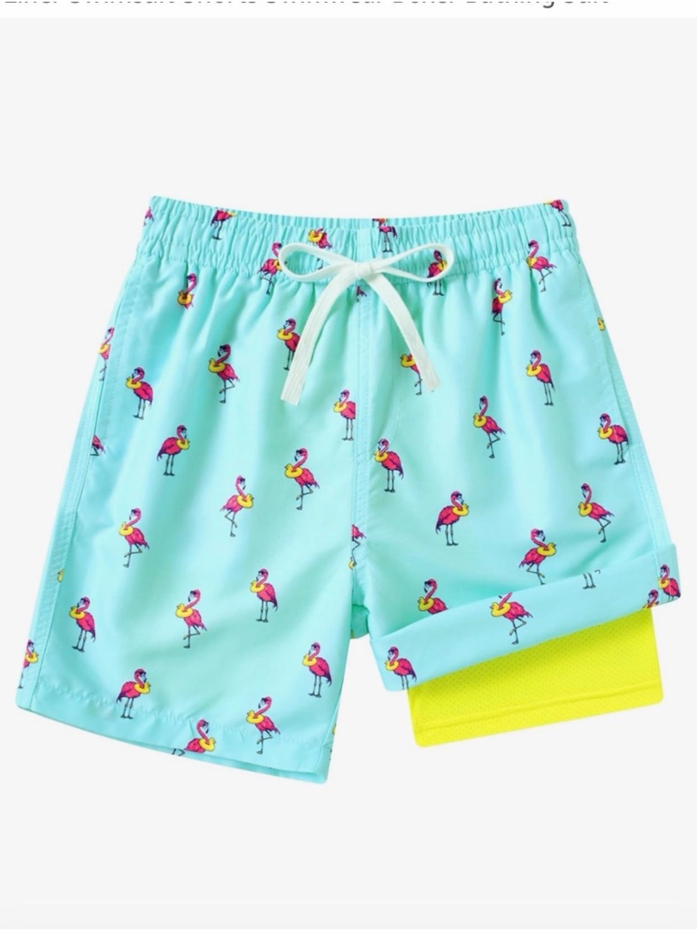 Kids Flamingo Print Swim Shorts - Aqua